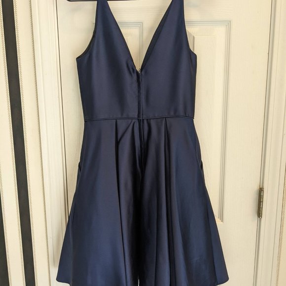 Juniors Formal Dress Navy Blue WITH POCKETS!!! Blondie nites Dress - Picture 2 of 7